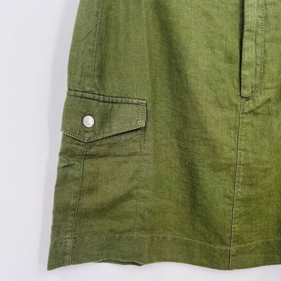 NWOT Athleta Voyager 100% Linen Skirt Essential Cargo Pocket Green, Size 6 - Picture 7 of 10